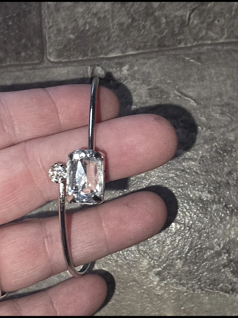 Silver Bypass Bangle Bracelet with Clear Cubic Zirconia Accents BNIB